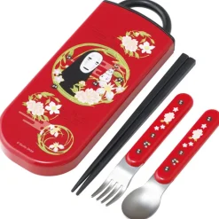 Kitchenware*Maison Ghibli Dark red Set Chopsticks Spoon Fork No Face - Spirited Away