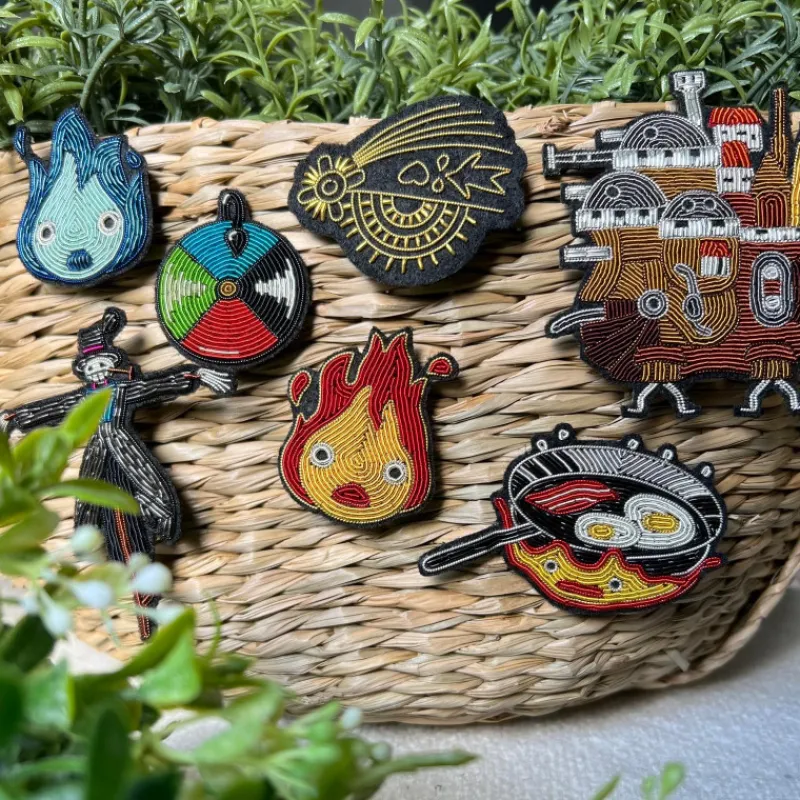 Pins*Maison Ghibli Embroidered Jewel Brooch Frying Pan - Howl’s Moving Castle