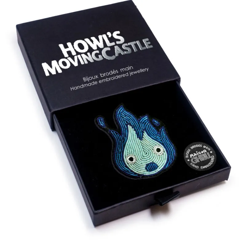 Pins*Maison Ghibli Embroidered Jewel Brooch Blue Calcifer - Howl’s Moving Castle