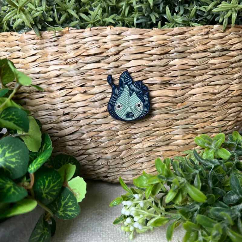 Pins*Maison Ghibli Embroidered Jewel Brooch Blue Calcifer - Howl’s Moving Castle