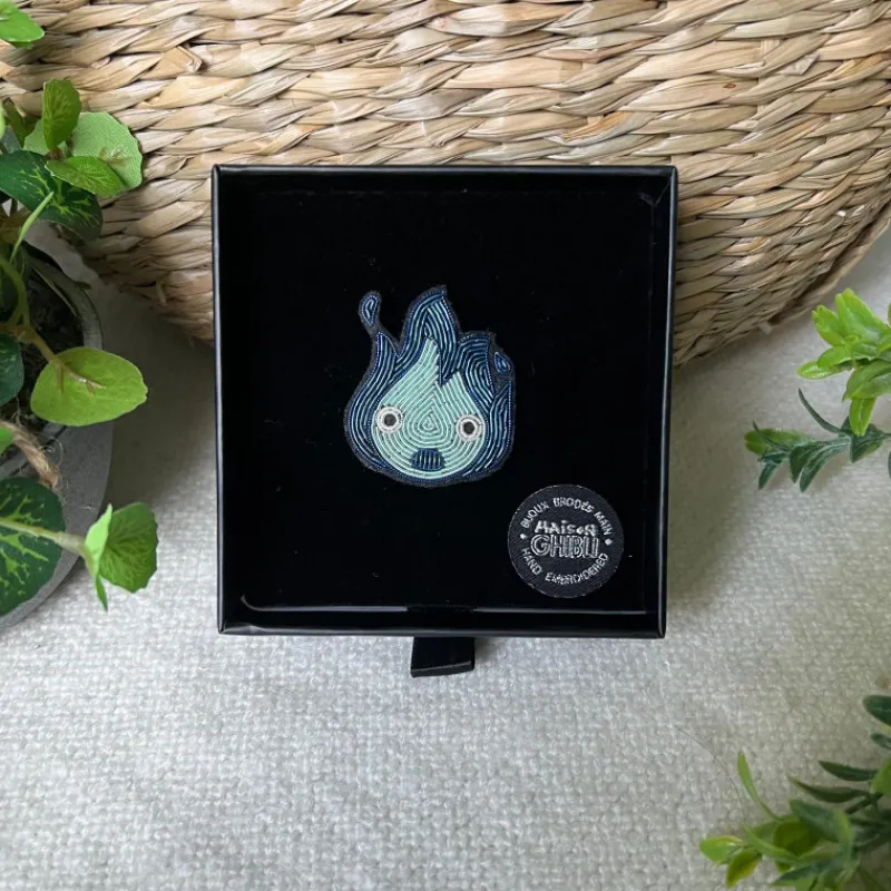 Pins*Maison Ghibli Embroidered Jewel Brooch Blue Calcifer - Howl’s Moving Castle