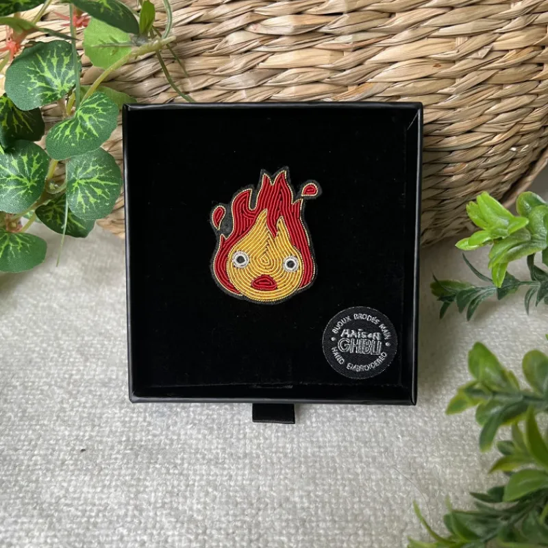 Pins*Maison Ghibli Embroidered Jewel Brooch Yellow Calcifer - Howl’s Moving Castle
