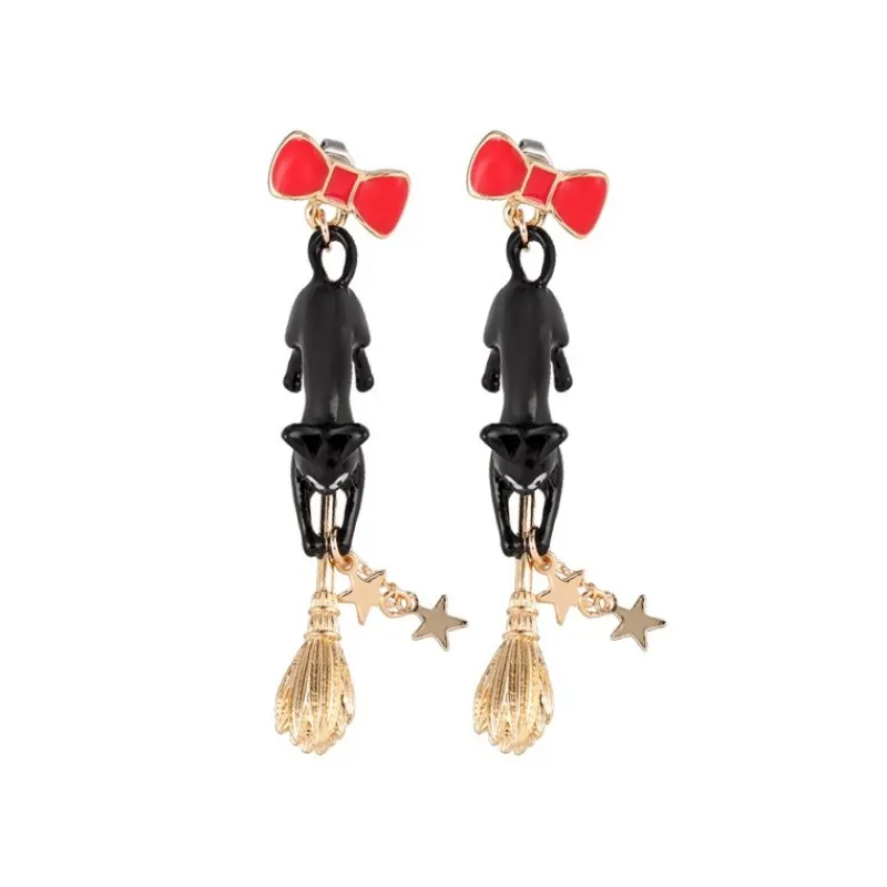 Jewellery*Maison Ghibli Jiji With Broom Pierced Earrings - Kiki's Delivery Service