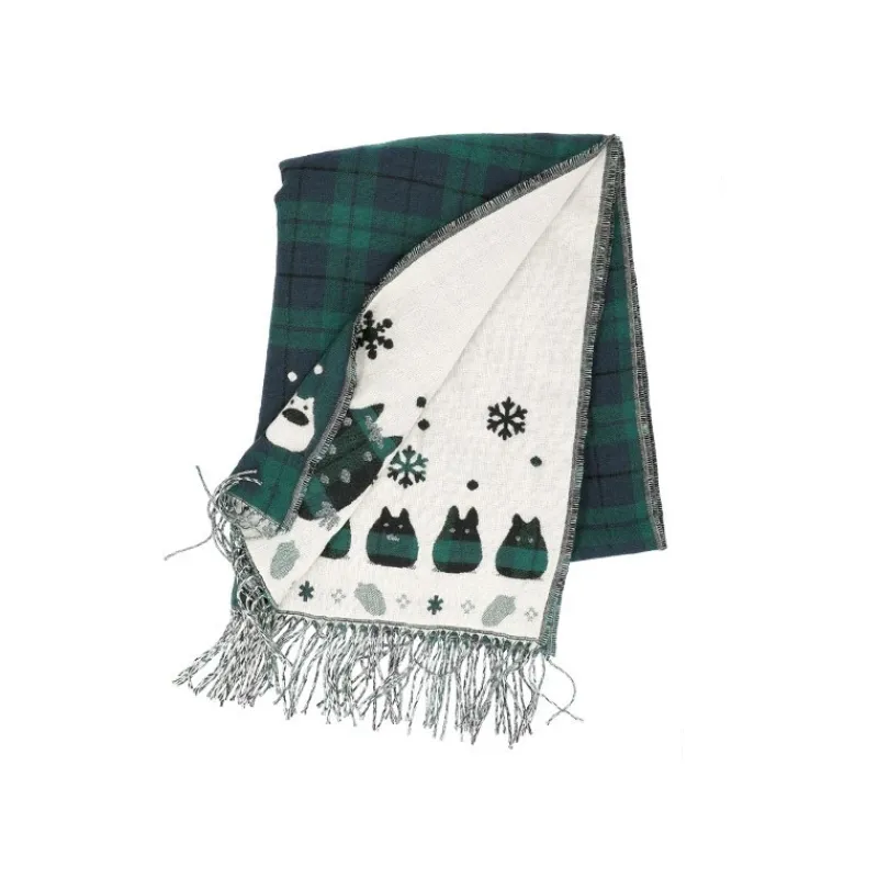 Outfits*Maison Ghibli Stole With Button Totoro Check Pattern - My Neighbor Tororo