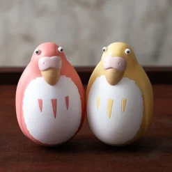 Toys*Maison Ghibli Two pack Roly-poly figurines Red & Yellow Parakeet - The Boy and the