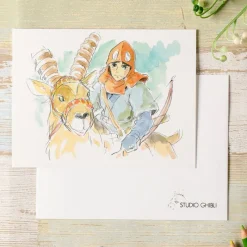 Postcards And Letter Papers*Maison Ghibli Watercolour Greeting cards 24 x 15,8 cm Ashitaka and Yakul - Princess